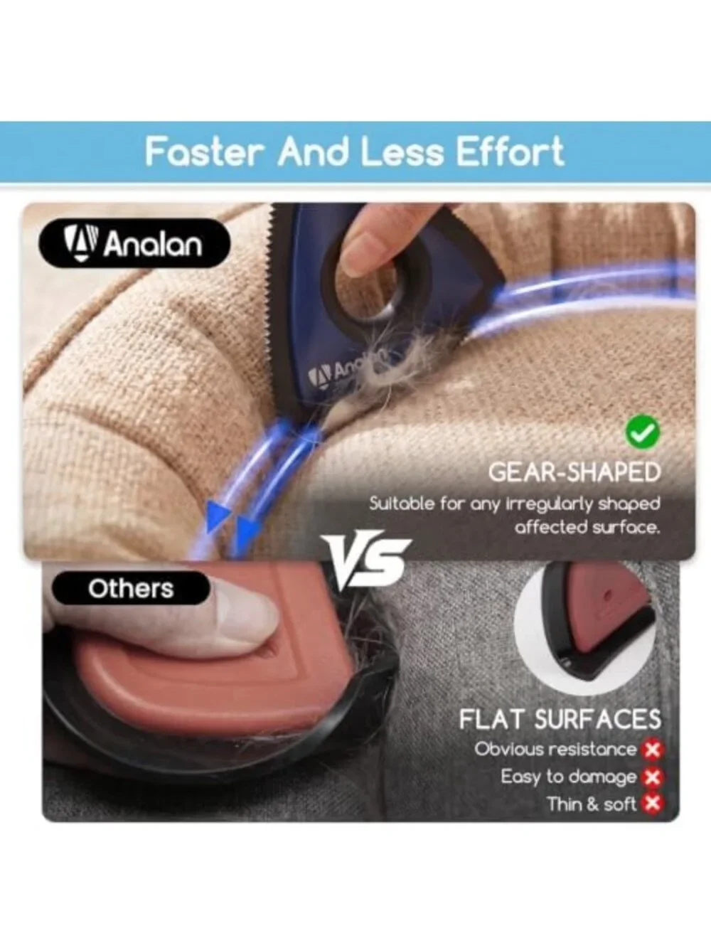 Mini Pet Hair Remover Tool for Car Detailing - Effective Dog Hair Cleaner (Blue)
